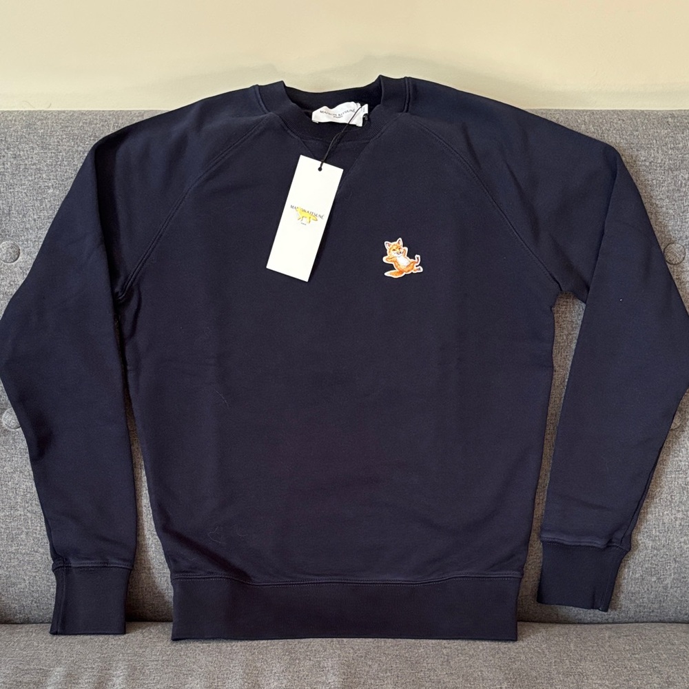 MAISON KITSUNE Dark Blue Crewneck Sweater. Brand new. Never worn